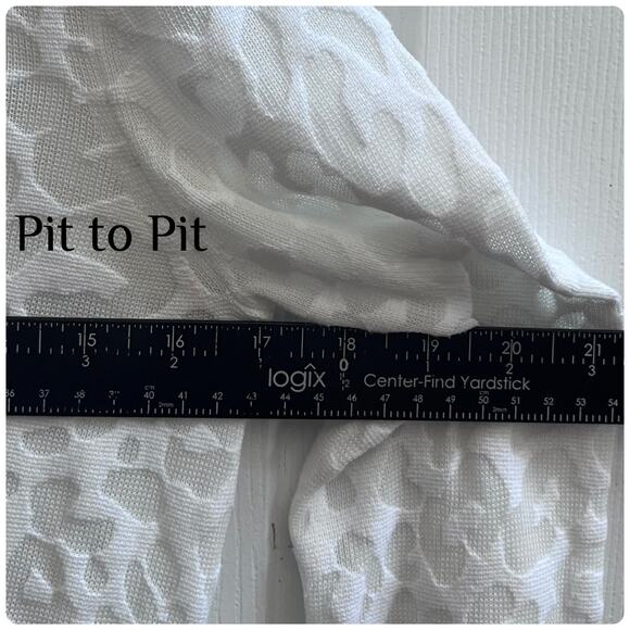 Theory White Cotton Blend Semi Sheer Textured Crew Neck Sweater Petite Size - Picture 9 of 10